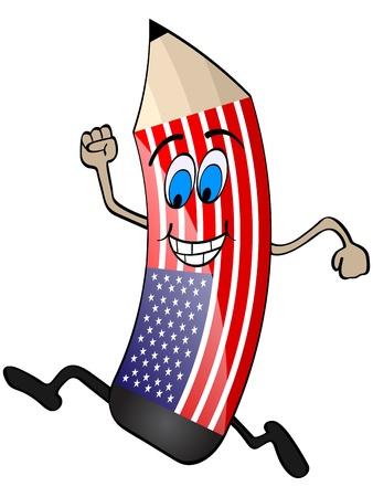 american pencil runningのイラスト素材