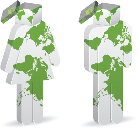 people with global box on hadのイラスト素材