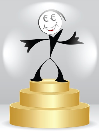 happy european child on podiumのイラスト素材