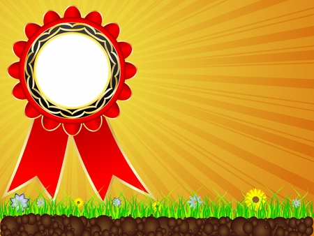 sunshine view with red ribbonのイラスト素材