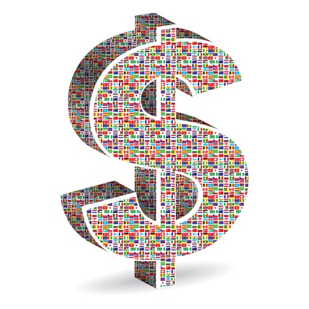 dollar with world flagsのイラスト素材
