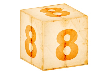 number eight old box isolated on white 