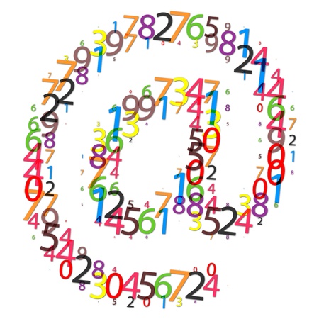 email icon made of colorful digitsの写真素材
