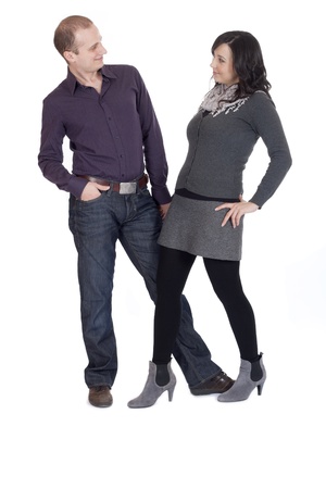 lovely couple posing in studioの写真素材