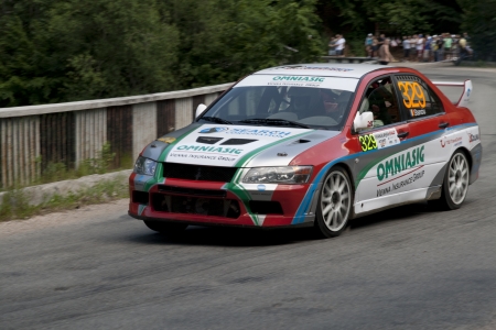 CLUJ-NAPOCA, ROMANIA - JUNE 22  Unidentified competitor during Rally of Romania 2012 National Championship  Dunlop  on June 22, 2012 in Cluj-Napoca, Romaniaのeditorial素材