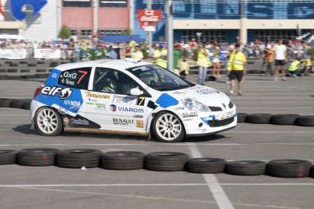 CLUJ-NAPOCA, ROMANIA - JUNE 22  Unidentified competitor during Rally of Romania 2012 National Championship  Dunlop  on June 22, 2012 in Cluj-Napoca, Romaniaのeditorial素材