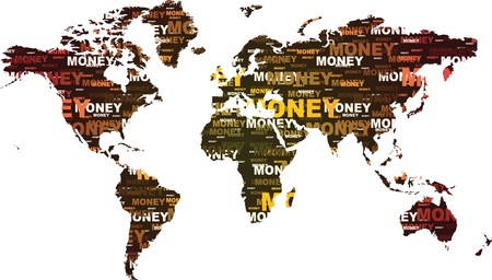 world map made of money textのイラスト素材