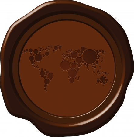wax seal with world mapのイラスト素材
