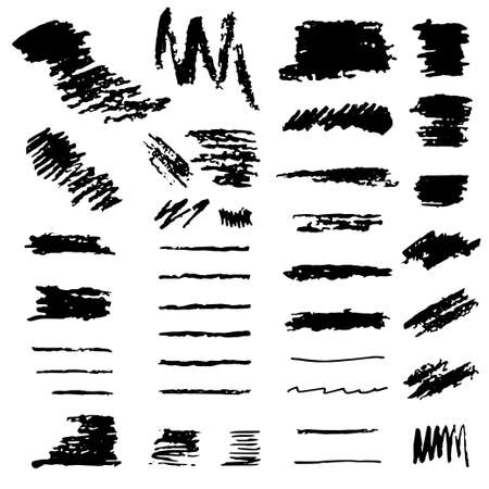 Set of hand drawn elements for creating brushes. Vector illustrationのイラスト素材