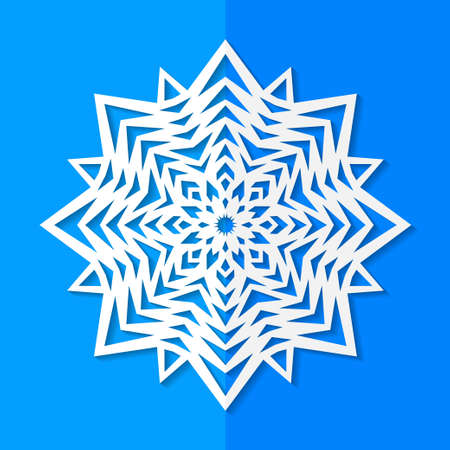 Vector illustration of white paper snowflake.のイラスト素材