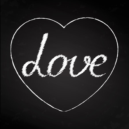 Valentine s Day greeting card with text and heart on black chalkboard background. Vector illustrationのイラスト素材