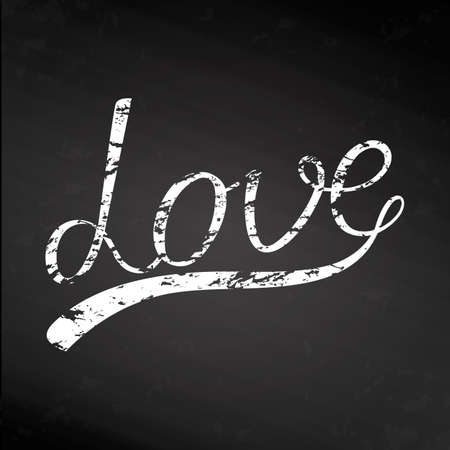 Valentine s Day greeting card with text and heart on black chalkboard background. Vector illustrationのイラスト素材