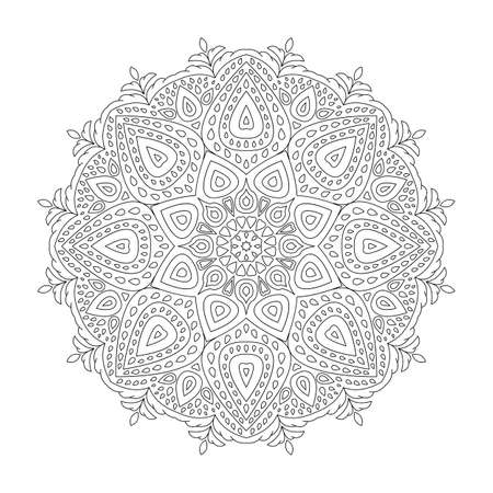 Vector illustration of ornamental mandala on white background for coloringのイラスト素材