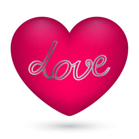 Vector illustration of pink heart with text love in the center on white background for Valentine s Dayのイラスト素材