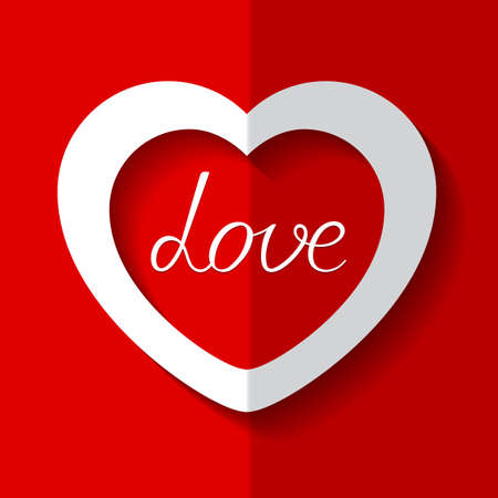 Vector illustration white paper hearton red backgroundのイラスト素材