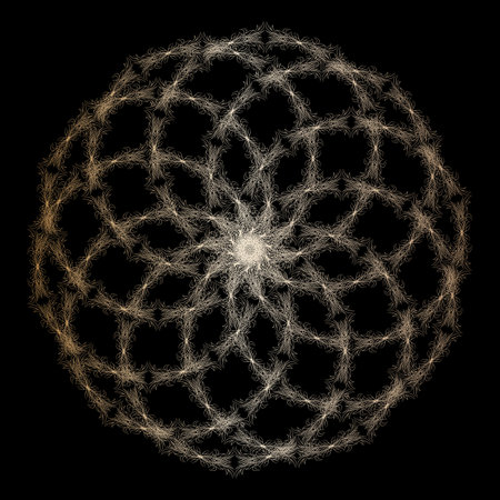 Mandala. Golden round ornament on the black background. Decorative design element. Vector...
