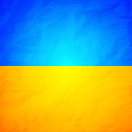 Ukraine state flag with effect of crumpled paper. Symbol of Ukraine. Blue and yellow Ukrainian flagのイラスト素材
