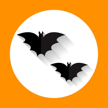 Halloween bats flat icon with long shadow. Vector illustration. EPS10.のイラスト素材