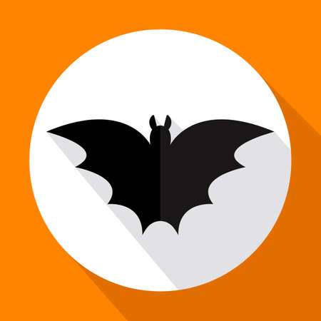Vector flat bat icon with long shadow.のイラスト素材