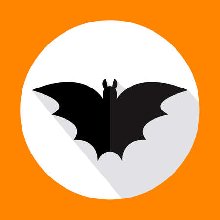 Vector flat bat icon with long shadow.のイラスト素材