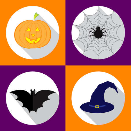 Helloween icons set. Vector illustration for Halloween. Flat design style. EPS10.のイラスト素材