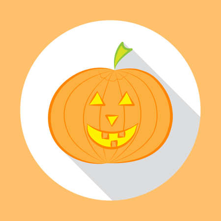 Halloween Pumpkin Jack O Lantern. Flat design with long shadow.のイラスト素材
