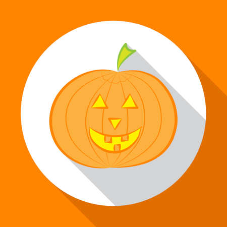 Halloween Pumpkin Jack O Lantern. Flat design with long shadow.のイラスト素材