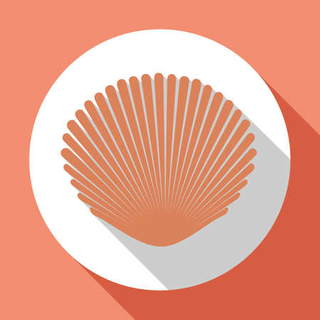 Seashell flat icon with long shadow. Flat design style. Raster versionの写真素材