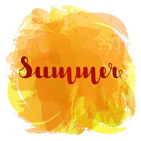 Summer lettering on background imitation watercolor spot orange color.のイラスト素材