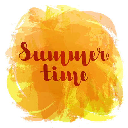 Summer time lettering on background imitation watercolor spot orange color.のイラスト素材