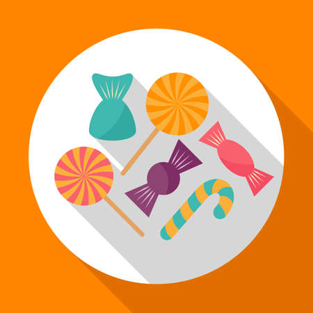 Colorful Halloween candy flat icon with long shadow.のイラスト素材