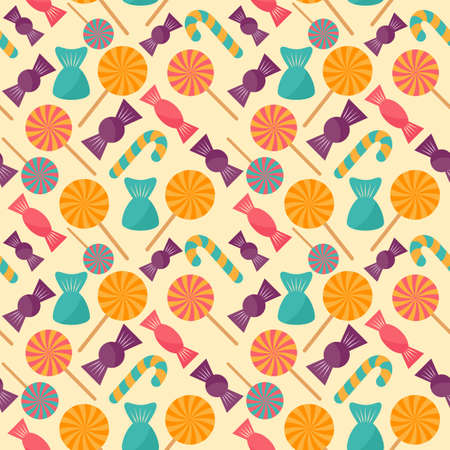 Halloween colorful candy. Seamless pattern in modern flat style.のイラスト素材