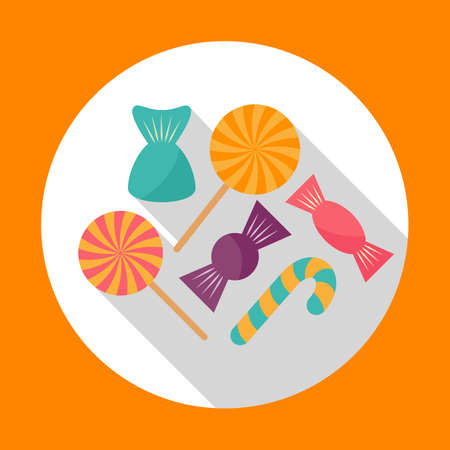 Colorful Halloween candy flat icon with long shadow.のイラスト素材