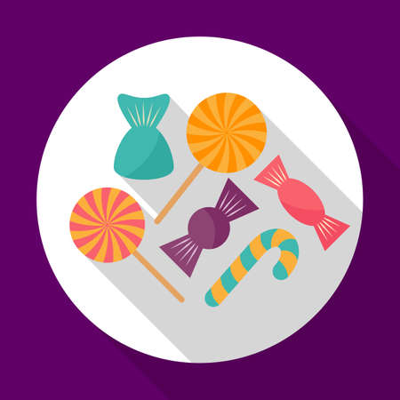 Colorful Halloween candy flat icon with long shadow.のイラスト素材