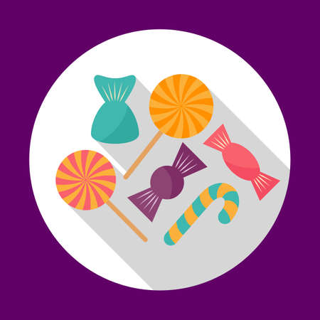 Colorful Halloween candy flat icon with long shadow.のイラスト素材