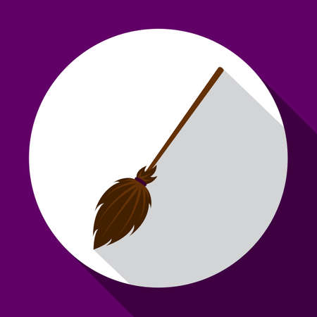 Witch broom flat icon with long shadow.のイラスト素材