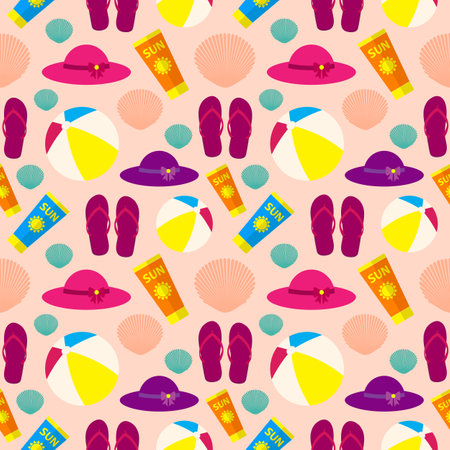 Seamless pattern on the theme of summer beach holidaysのイラスト素材