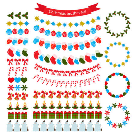 Christmas decoration brushes set. Vector illustration for Christmas and New Year greeting card. EPS10のイラスト素材