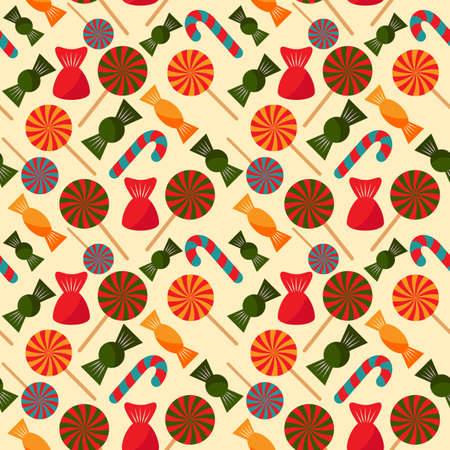 Colorful candy. Christmas seamless pattern for wrapping paper, wallpaper, pattern fills, web page background and more. Vector illustration for Christmas and New Year. EPS10のイラスト素材