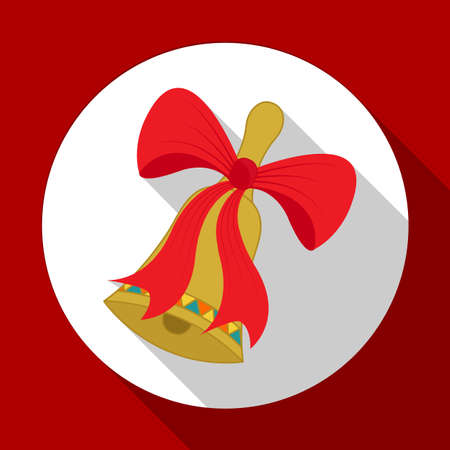 Christmas red bow icon on red background with long shadow. Vector illustration for Christmas and New Year greeting card. Flat design style. EPS10のイラスト素材