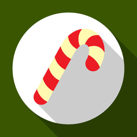 Christmas candy icon on green background with long shadow. Vector illustration for Christmas and New Year greeting card.のイラスト素材
