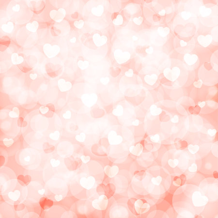 Abstract beautiful blurred bokeh background with white and pink hearts on a pink background. Vector illustration for Valentine s Day 2017. EPS10のイラスト素材