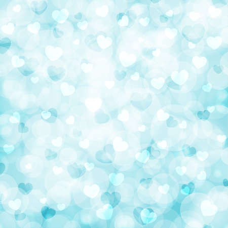 Abstract beautiful blurred bokeh background with white and blue hearts on a blue background. Vector illustration for Valentine s . EPS10.のイラスト素材