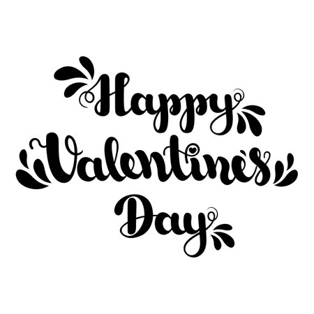 Lettering Happy Valentines Day isolated on white background. Vector illustration for Valentine s Day.のイラスト素材