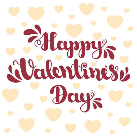 Lettering Happy Valentines Day on background with pink hearts. Vector illustration for Valentine s Day 2017. EPS10のイラスト素材
