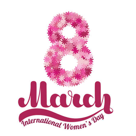 Lettering 8 March isolated on white background. Vector illustration for International Women s Day. EPS10のイラスト素材