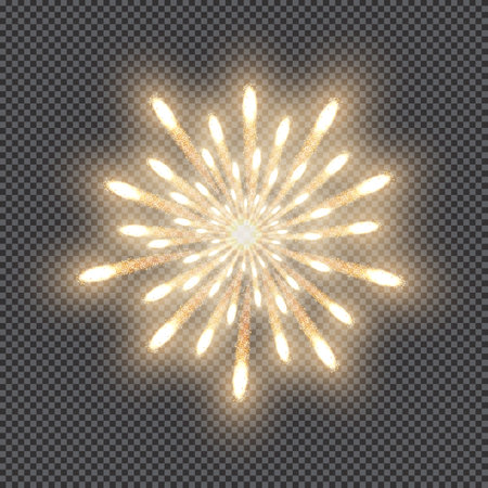 Festive firework, bursting salute of gold color, isolated on transparent background. Vector illustration. EPS10のイラスト素材