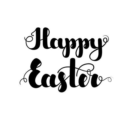Lettering Happy Easter black color, isolated on white background. Vector illustration for posters, banners, flyers, stickers, greeting cards and more. Vector illustration. EPS10のイラスト素材