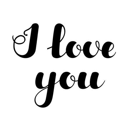 Inspirational lettering I love you black color, isolated on white background. Vector illustration for posters, banners, flyers, stickers, t-shirts, cards and more. Vector illustration. EPS10のイラスト素材