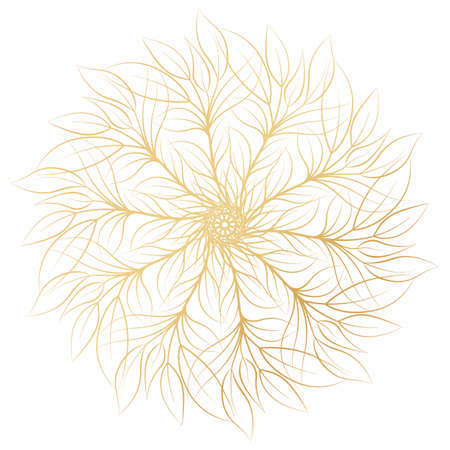 Mandala. Round floral ornament isolated on white background. Decorative design element. Outline vector illustration for coloring book, print on T-shirt and other itemsのイラスト素材